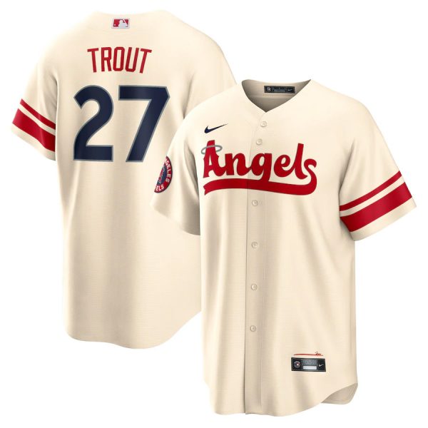 Angels 27 Mike Trout Cream 2022 City Connect Cool Base Jersey Dzhi,We sell and wholesale Angels 27 Mike Trout Cream 2022 City Connect Cool Base Jersey Dzhi on line form chian!